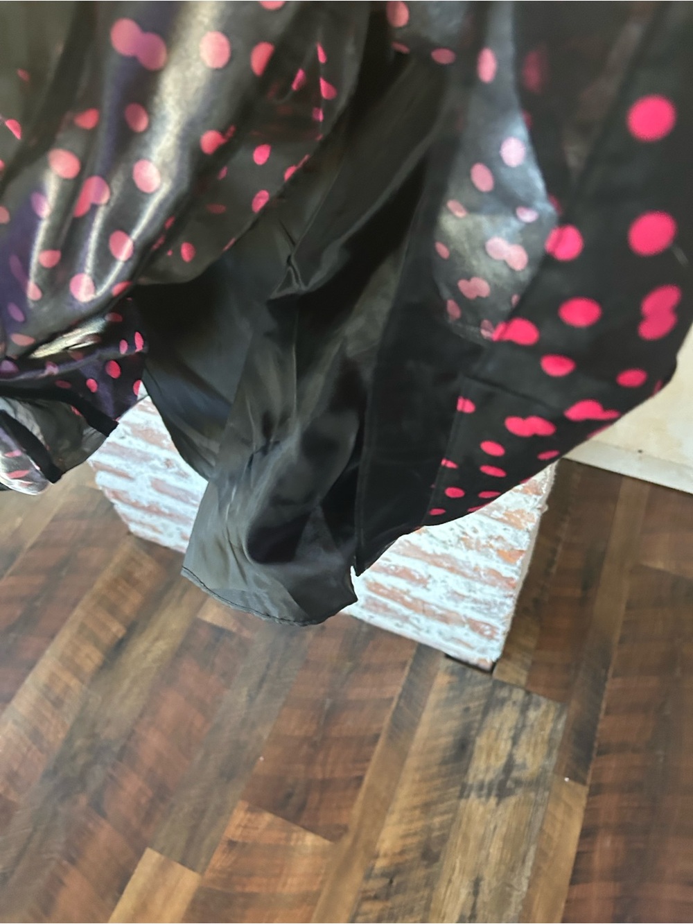 NWT TAYLOR Patterned & Striped Midi Dress with Pink Dots, Lined, w/Taffeta Under - Picture 12 of 16